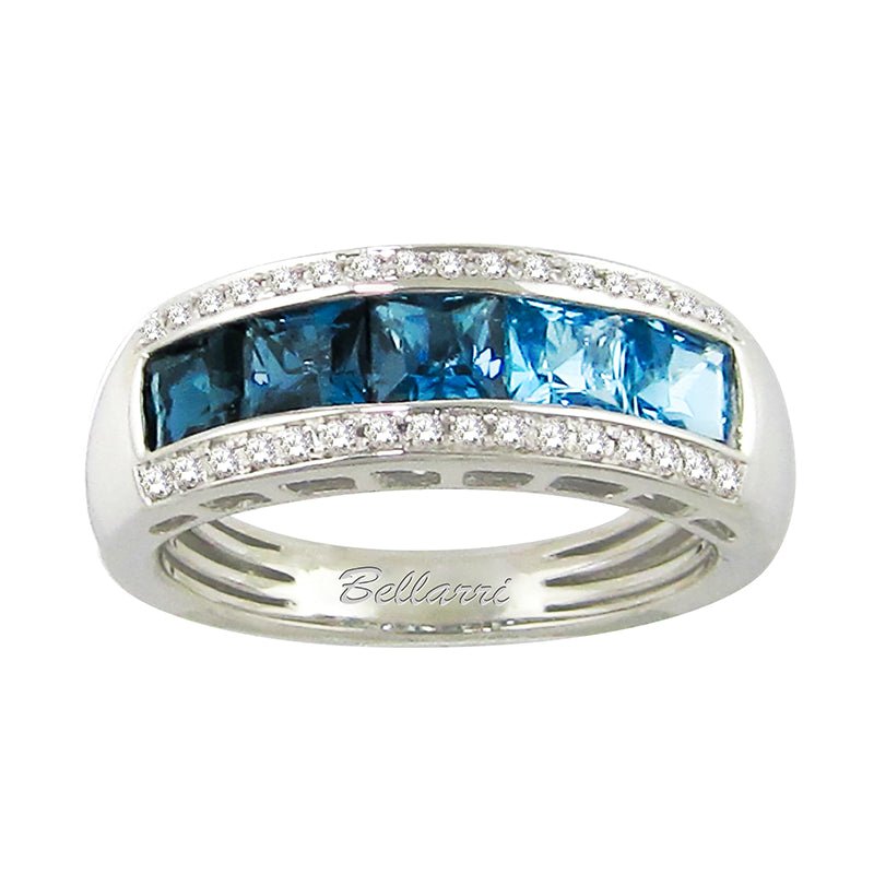 Gabriel & Co Blue Topaz and Diamond Band in 14K White Gold (2.29ctw) - MJ Christensen Diamonds
