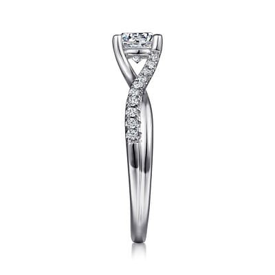 Gabriel & Co. Cathedral Twist 4 Prong Round Semi - Mount Engagement Ring in 14K White Gold (0.16ctw) - MJ Christensen Diamonds