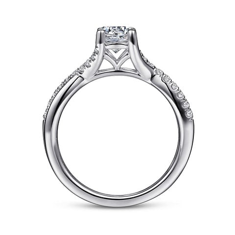 Gabriel & Co. Cathedral Twist 4 Prong Round Semi - Mount Engagement Ring in 14K White Gold (0.16ctw) - MJ Christensen Diamonds
