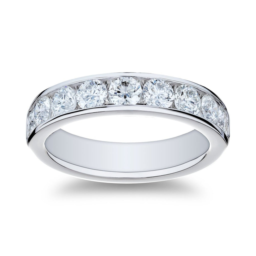 Gabriel & Co Channel Set Round Diamond Anniversary Band in 18K White Gold (1.48ctw) - MJ Christensen Diamonds