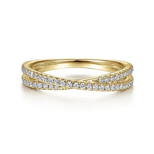 Gabriel & Co Criss Cross Stackable Fashion Ring in 14K Yellow Gold (0.28ctw) - MJ Christensen Diamonds