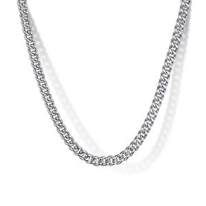 Gabriel & Co Cuban Link Chain Necklace 22" in Sterling Silver - MJ Christensen Diamonds