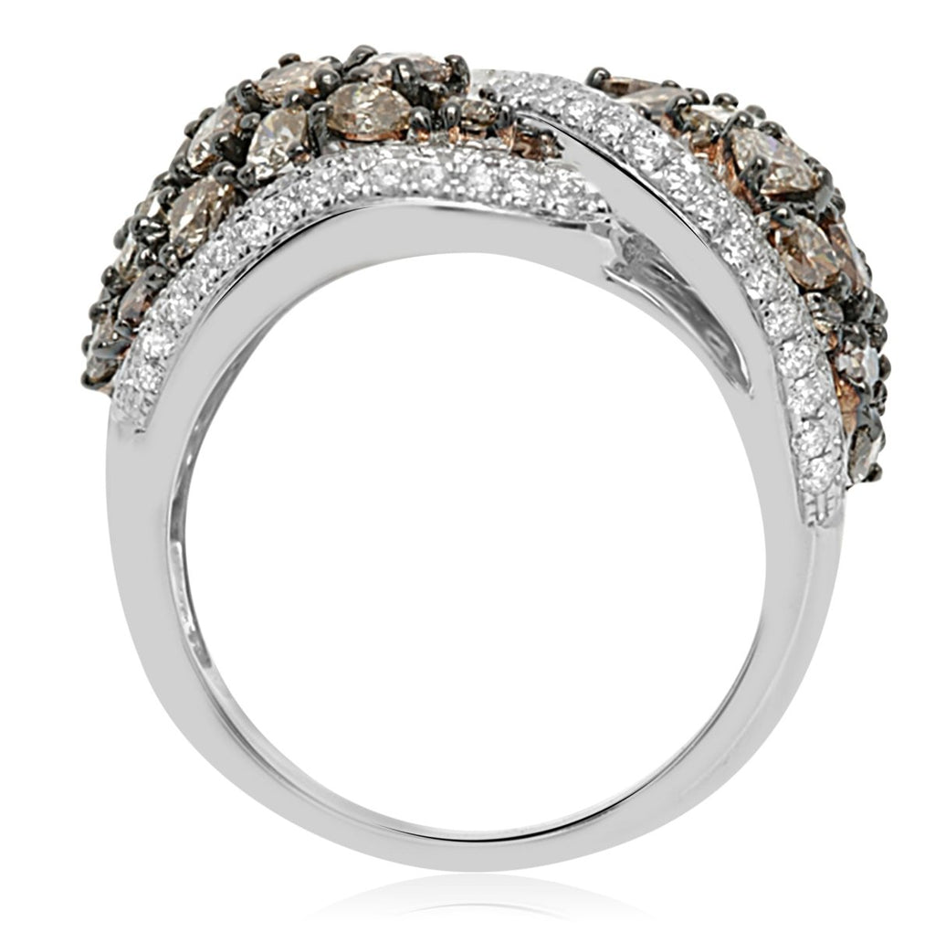 Gabriel & Co Diamond and Champagne Intertwine Ring in 18K White Gold (3.44ctw) - MJ Christensen Diamonds