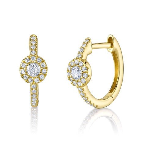 Gabriel & Co Diamond Button Huggie Earrings in 14K Yellow Gold (0.21ctw) - MJ Christensen Diamonds