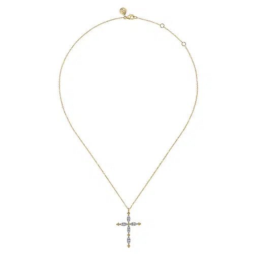 Gabriel & Co Diamond Cross Pendant Necklace in 14K Yellow Gold (0.34ctw) - MJ Christensen Diamonds