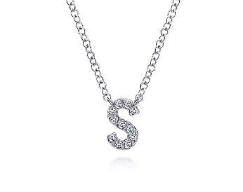 Gabriel & Co Diamond Initial Pendant Necklace in 14K White Gold (0.08ctw) - MJ Christensen Diamonds