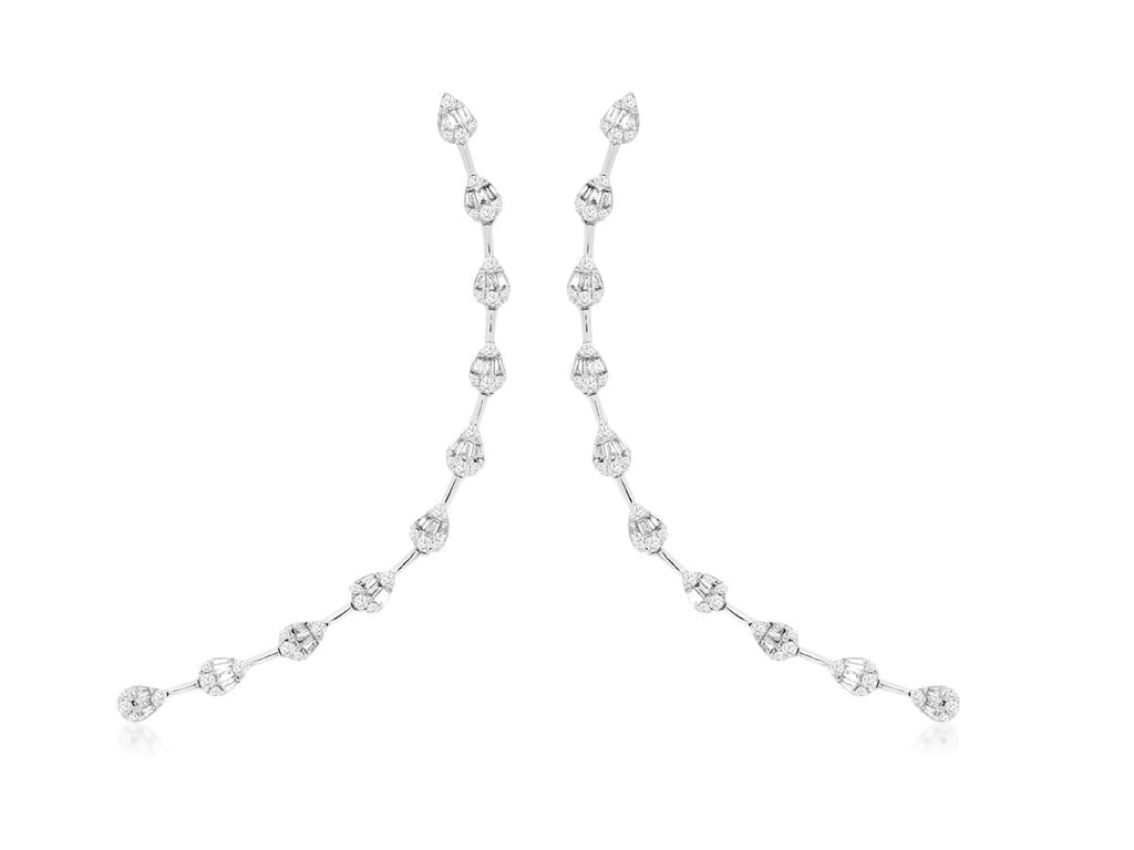Gabriel & Co Diamond Line Pear Shape Earrings in 14K White Gold (1.06ctw) - MJ Christensen Diamonds