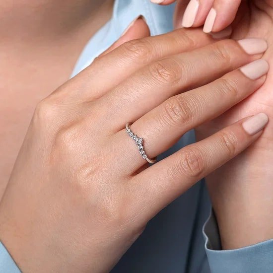 Gabriel & Co Diamond V Shaped Anniversary Band in 14K White Gold (0.30ctw) - MJ Christensen Diamonds