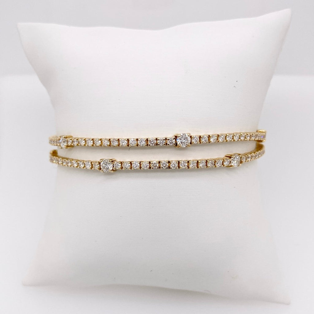 Gabriel & Co Double Row Bracelet with 4.97ctw FG/SI1 Diamonds in 14K Yellow Gold - MJ Christensen Diamonds