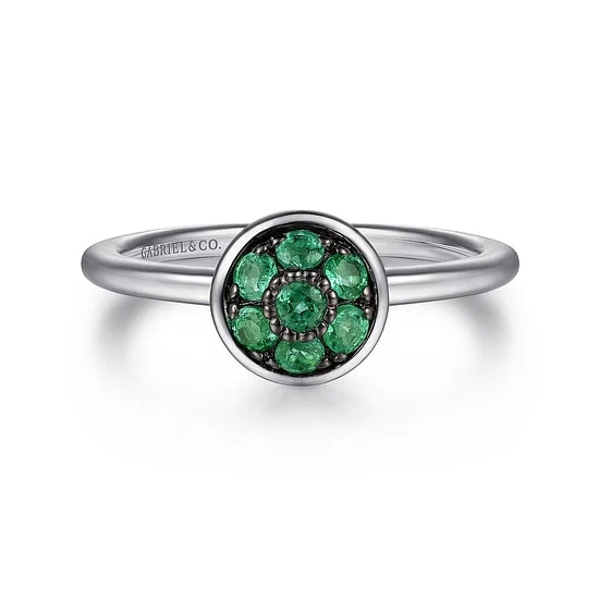 Gabriel & Co Emerald Cluster Ring in Sterling Silver (0.27ctw) - MJ Christensen Diamonds