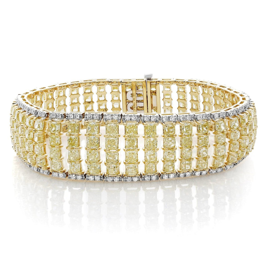 Gabriel & Co Five Row Fancy Yellow and Diamond Bracelet in 18K Yellow Gold (29.64ctw) - MJ Christensen Diamonds