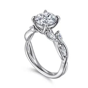 Gabriel & Co. Floral Diamond Semi - Mount Engagement Ring in 14K White Gold (0.37ctw) - MJ Christensen Diamonds