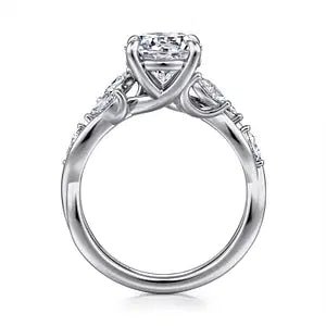 Gabriel & Co. Floral Diamond Semi - Mount Engagement Ring in 14K White Gold (0.37ctw) - MJ Christensen Diamonds