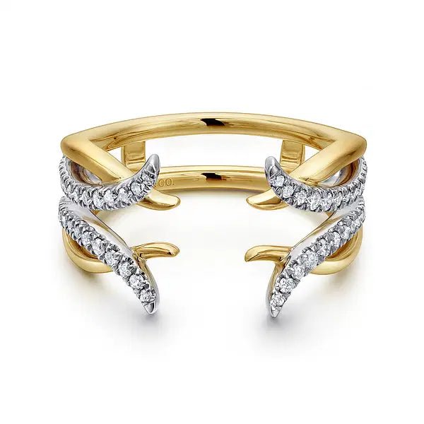 Gabriel & Co Freeform Diamond Enhancer Wedding Band in 14K White & Yellow Gold (0.29ctw) - MJ Christensen Diamonds