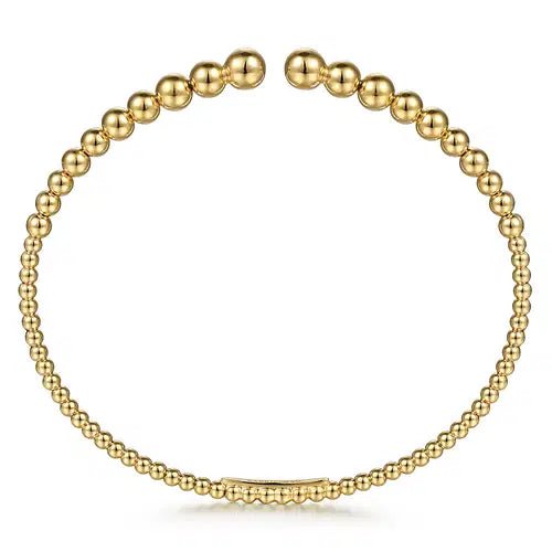 Gabriel & Co Graduated Bead Open Bujukan Bangle Bracelet in 14K Yellow Gold - MJ Christensen Diamonds