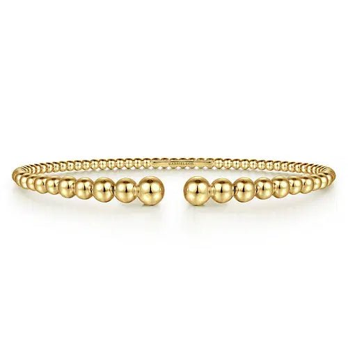 Gabriel & Co Graduated Bead Open Bujukan Bangle Bracelet in 14K Yellow Gold - MJ Christensen Diamonds
