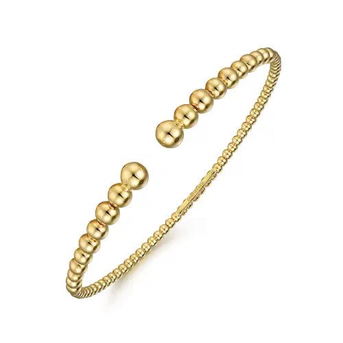 Gabriel & Co Graduated Bead Open Bujukan Bangle Bracelet in 14K Yellow Gold - MJ Christensen Diamonds