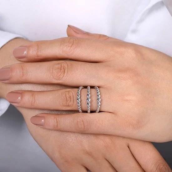 Gabriel & Co Graduated Bead Ring in Sterling Silver - MJ Christensen Diamonds