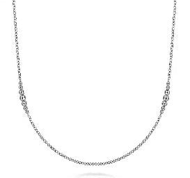 Gabriel & Co Graduated Bead Station Long Necklace 32" in Sterling Silver - MJ Christensen Diamonds