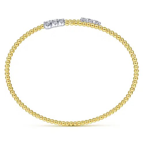 Gabriel & Co Graduated Round Diamond Bypass Bead Bujukan Bangle Bracelet in 14K Yellow Gold (0.44ctw) - MJ Christensen Diamonds