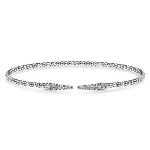 Gabriel & Co Graduated Spike Split Bead Bujukan Bangle Bracelet in 14K White Gold (0.26ctw) - MJ Christensen Diamonds