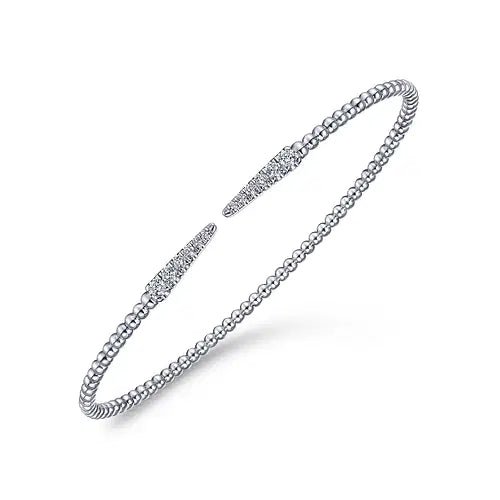 Gabriel & Co Graduated Spike Split Bead Bujukan Bangle Bracelet in 14K White Gold (0.26ctw) - MJ Christensen Diamonds