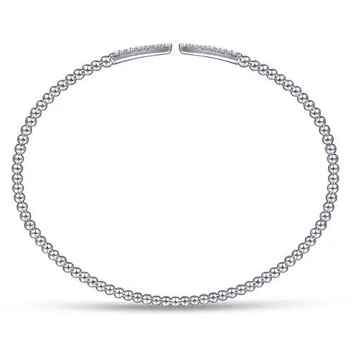 Gabriel & Co Graduated Spike Split Bead Bujukan Bangle Bracelet in 14K White Gold (0.26ctw) - MJ Christensen Diamonds