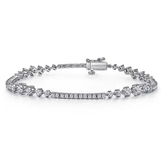 Gabriel & Co Graduating Line Diamond Bracelet in 14K White Gold (1.96ctw) - MJ Christensen Diamonds