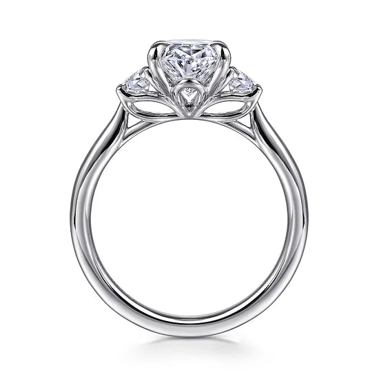 Gabriel & Co. Half Moon Three Stone Semi - Mount Engagement Ring in 14K White Gold (0.36ctw) - MJ Christensen Diamonds