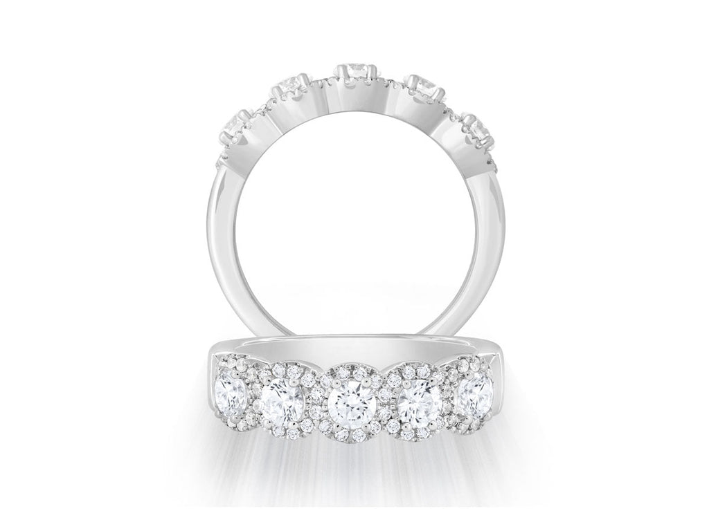 Gabriel & Co Halo Round Diamond Fashion Ring in 14K White Gold (1.07ctw) - MJ Christensen Diamonds