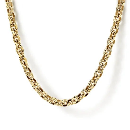Gabriel & Co Hollow Link Chain Necklace 22" in 14K Yellow Gold - MJ Christensen Diamonds