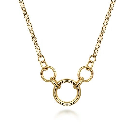 Gabriel & Co Hollow Tube Link Necklace 17" in 14K Yellow Gold - MJ Christensen Diamonds