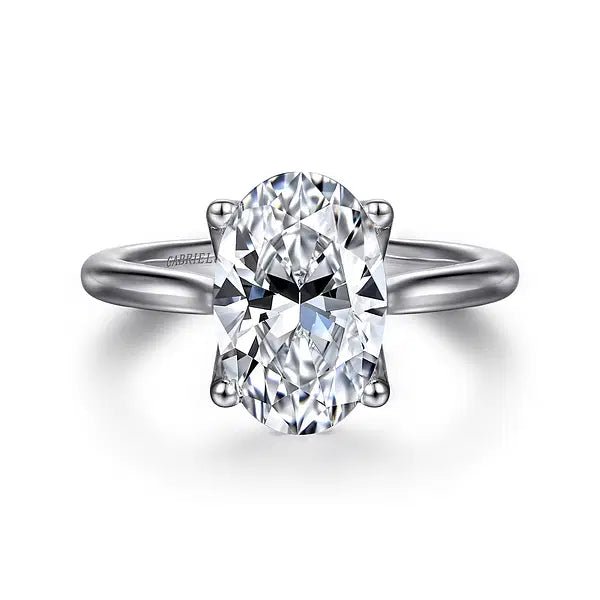 Gabriel & Co. Lotus Cathedral Semi - Mount Engagement Ring in 14K White Gold - MJ Christensen Diamonds