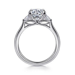 Gabriel & Co. Lotus Three Stone Round Diamond Semi - Mount Engagement Ring in 14K White Gold (0.32ctw) - MJ Christensen Diamonds