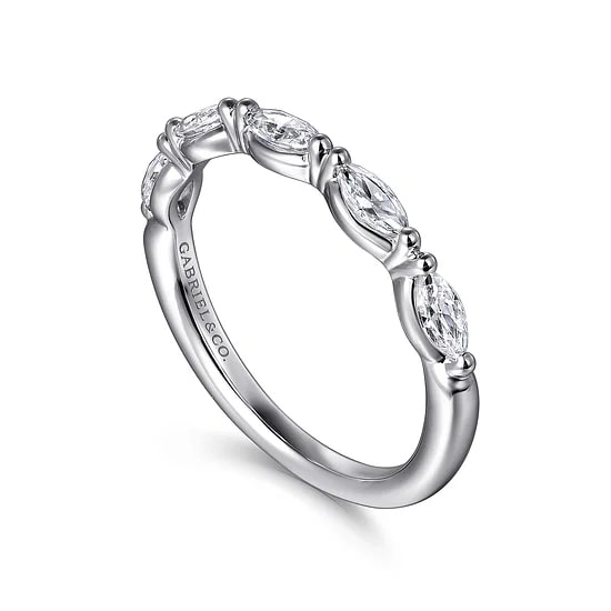 Gabriel & Co Marquise Diamond 6mm Prong Set Anniversary Band in 14K White Gold (0.44ctw) - MJ Christensen Diamonds