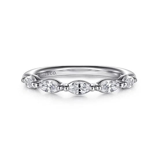 Gabriel & Co Marquise Diamond 6mm Prong Set Anniversary Band in 14K White Gold (0.44ctw) - MJ Christensen Diamonds