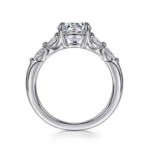 Gabriel & Co. Marquise Diamond Floral Motif Semi - Mount Engagement Ring in 14K White Gold (0.39ctw) - MJ Christensen Diamonds