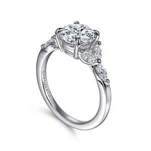 Gabriel & Co. Marquise Diamond Floral Motif Semi - Mount Engagement Ring in 14K White Gold (0.39ctw) - MJ Christensen Diamonds