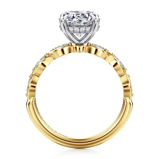 Gabriel & Co. Marquise Diamond Hidden Halo Semi - Mount Engagement Ring in 14K White and Yellow Gold (0.28ctw) - MJ Christensen Diamonds