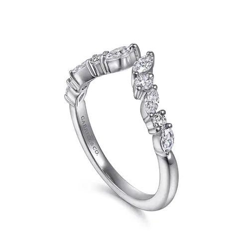Gabriel & Co Marquise Round Diamond Open Anniversary Band in 14K White Gold (0.52ctw) - MJ Christensen Diamonds