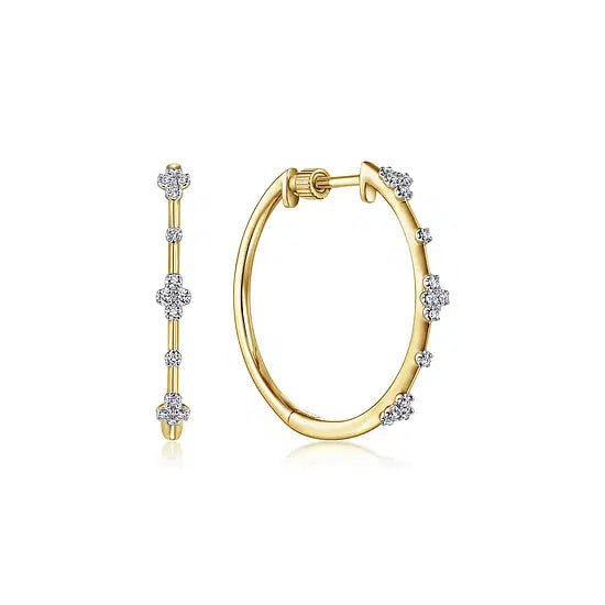 Gabriel & Co Medium Hoop Earrings with 0.14ctw Diamonds in 14K Yellow Gold - MJ Christensen Diamonds