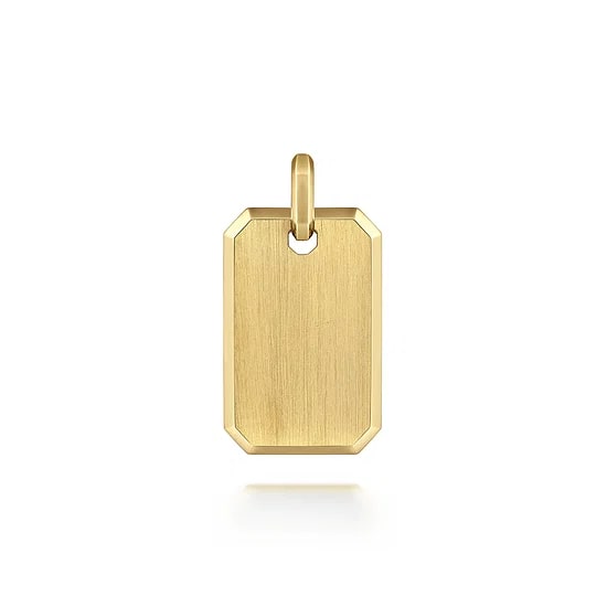 Gabriel & Co Medium Satin Dog Tag Pendant in 14K Yellow Gold - MJ Christensen Diamonds