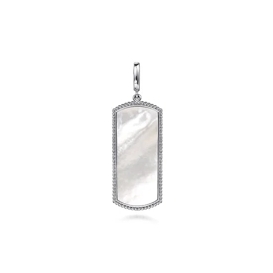 Gabriel & Co Mother of Pearl Dog Tag Pendant in Sterling Silver - MJ Christensen Diamonds