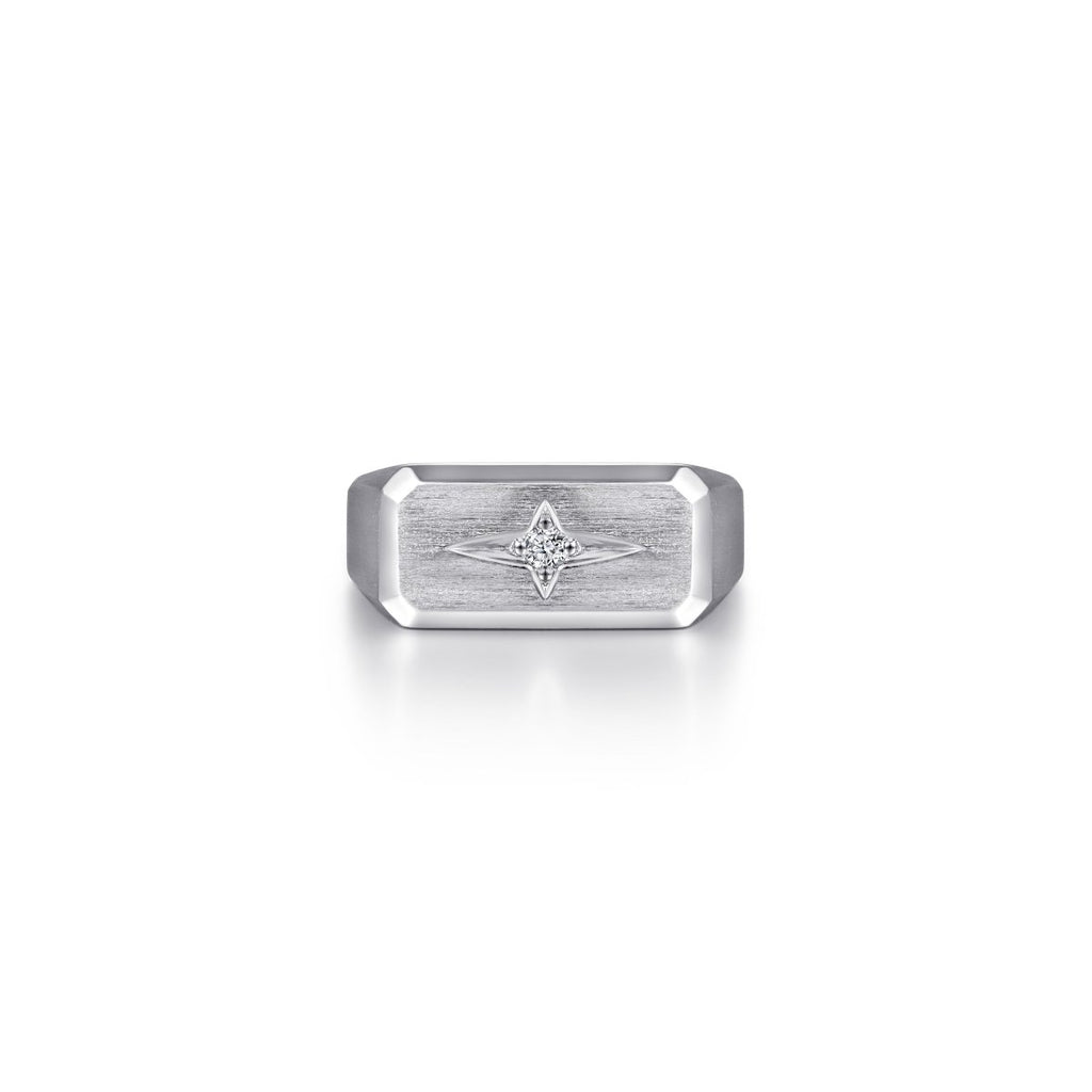 Gabriel & Co North Star Diamond Satin Finish Band in Sterling Silver (0.07ct) - MJ Christensen Diamonds
