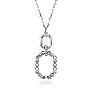 Gabriel & Co Octagon Double Drop White Sapphire Necklace in Sterling Silver (0.21ctw) - MJ Christensen Diamonds