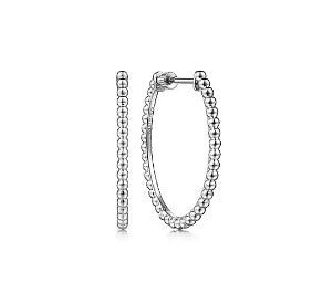 Gabriel & Co Oval Beaded Hoop Earrings in Sterling Silver - MJ Christensen Diamonds