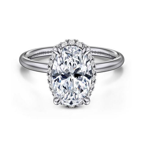 Gabriel & Co. Oval Diamond Under Halo Semi - Mount Engagement Ring in 14K White Gold (0.11ctw) - MJ Christensen Diamonds