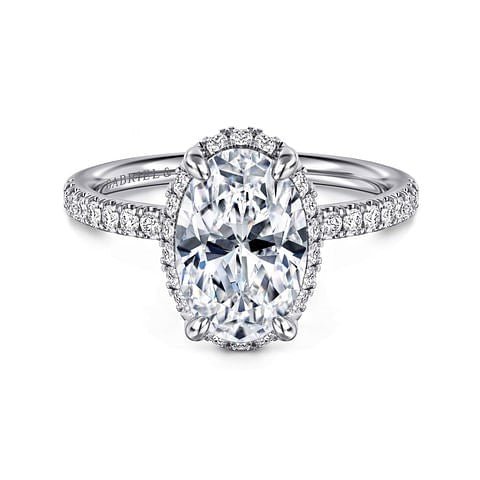 Gabriel & Co. Oval Diamond Under Halo Semi - Mount Engagement Ring in 14K White Gold (0.30ctw) - MJ Christensen Diamonds