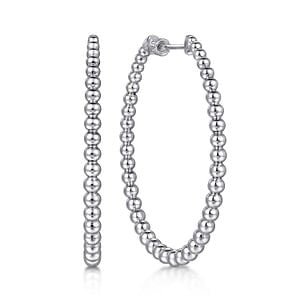 Gabriel & Co Oval Graduated Beaded Extra Large Hoop Earrings in Sterling Silver - MJ Christensen Diamonds