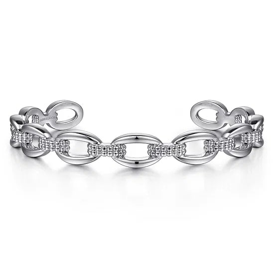 Gabriel & Co Oval Link Cuff Bangle Bracelet in Sterling Silver - MJ Christensen Diamonds